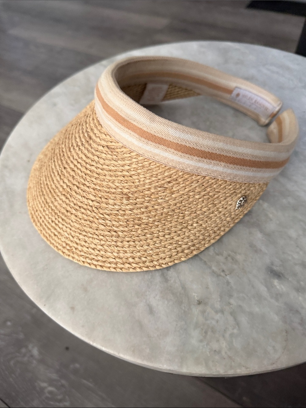 Helen Kaminski Straw Visor with Beige and Tan Trim